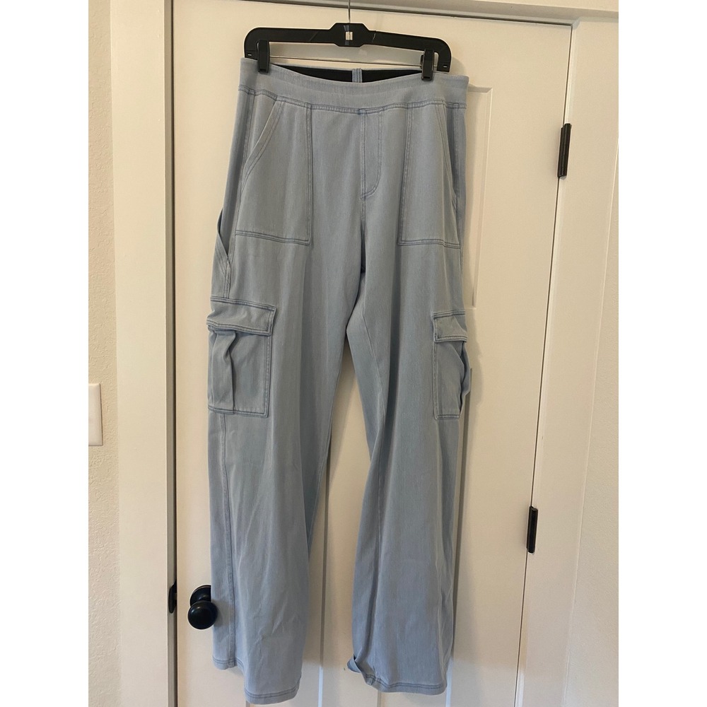 Halara Cloudful Air Denim Cargo Pants Light Wash Blue Wide Leg Tall Large